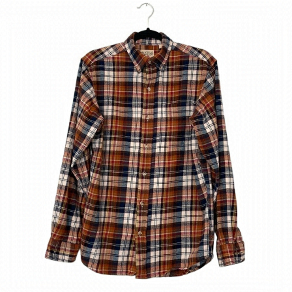RedHead Men’s Ultimate Flannel Shirt Brown Orange Autumn Plaid Button Up - Small